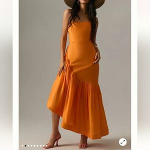 Anthropologie Let Me Be Asymmetrical Dress - orange